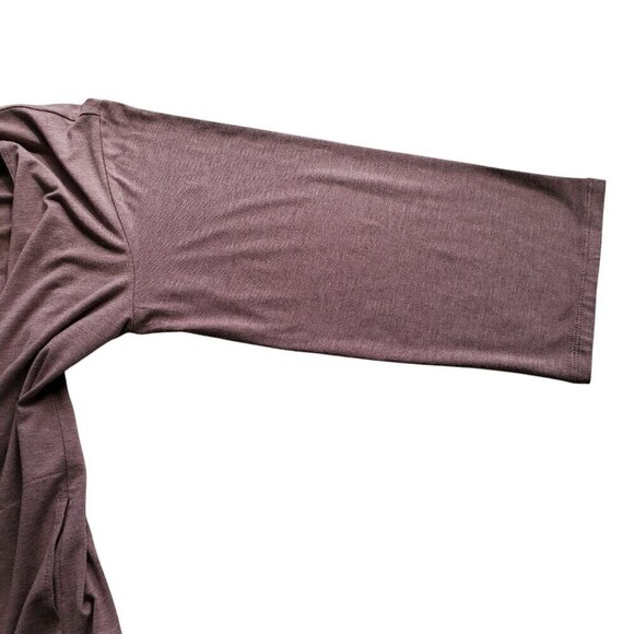 LOGO by Lori Goldstein Knit Tie Front Yoga Cardigan in Mauve Dusty Purple XS - Picture 5 of 13